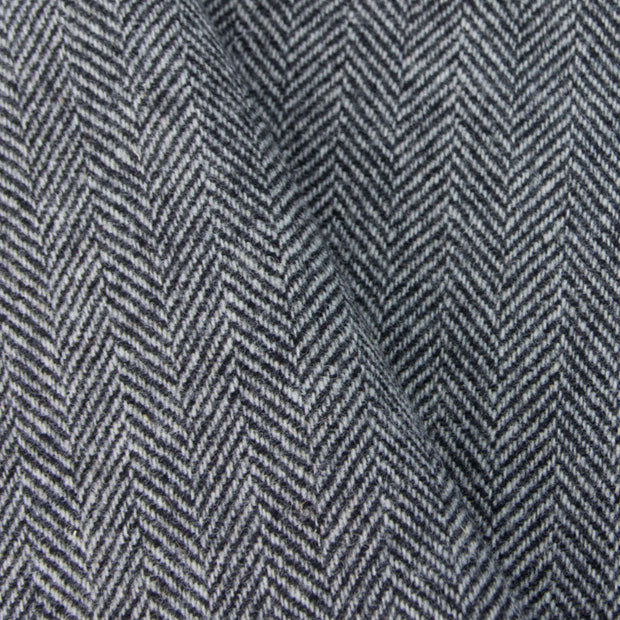 Black and White Herringbone 100% Wool Cloth
